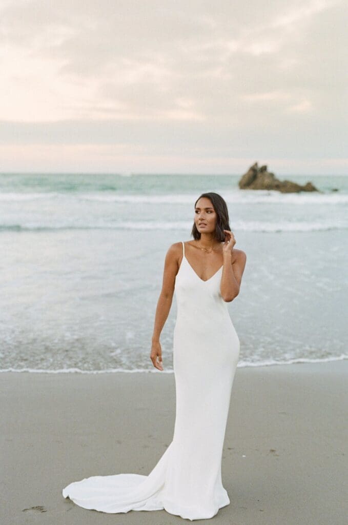 The Grace Gown a silk crepe bias cut slip wedding dress