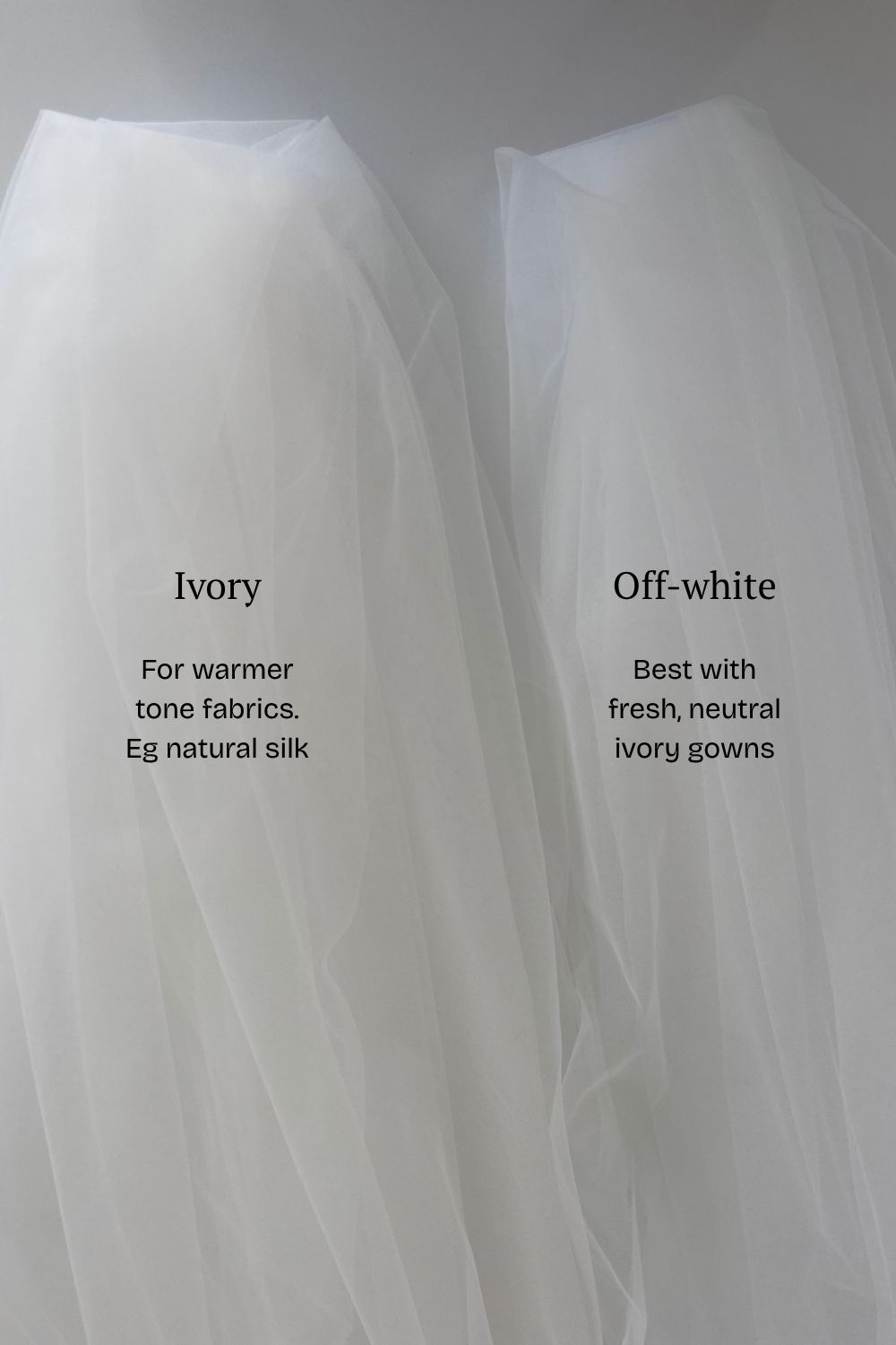 Ivory and off-white wedding veil colour samples
