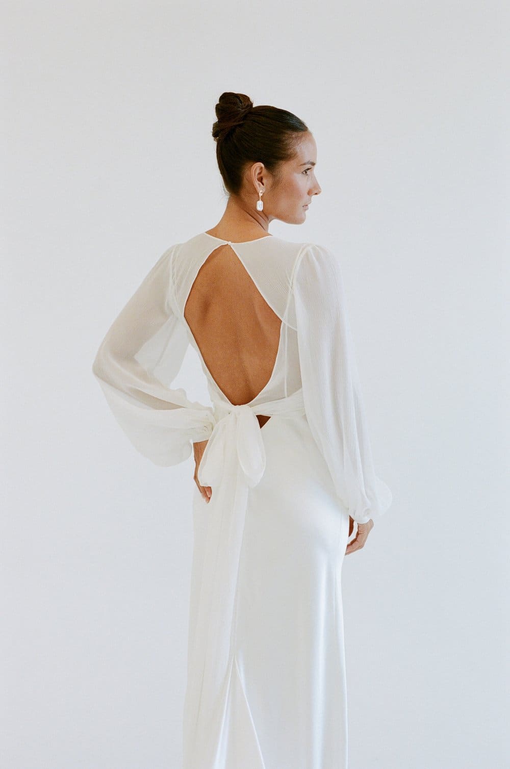 Silk Crinkle Bridal Wrap top with open back