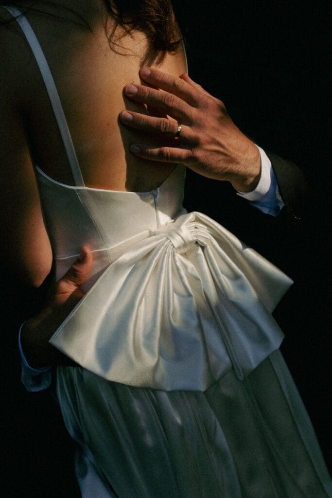 silk bridal bow close up