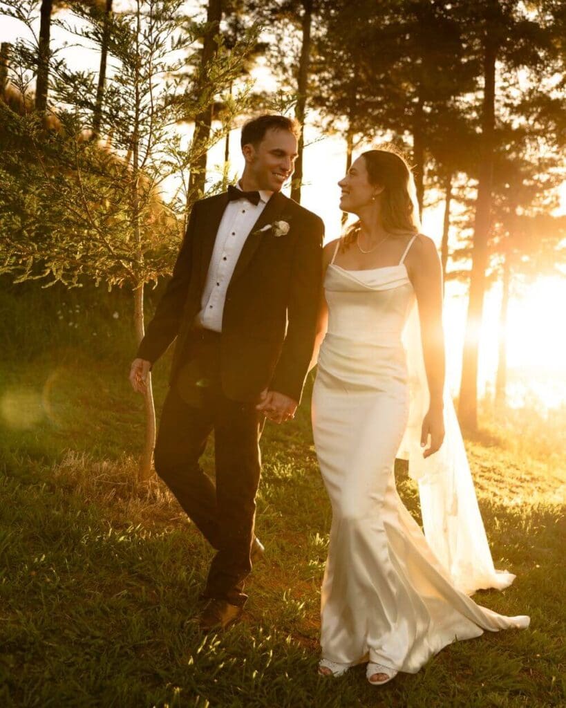 summer golden hour wedding photos in the riviera gown