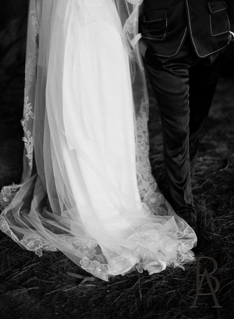 Bride Polly wearing the Prim lace edge wedding veil at her Wanaka wedding