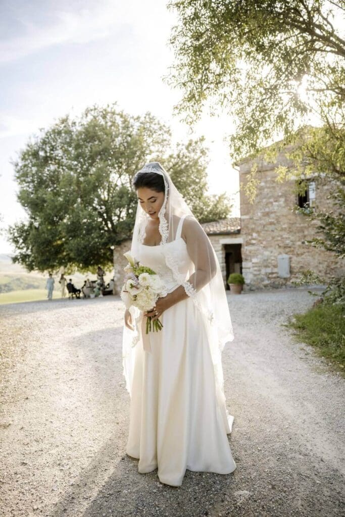 Amaya wearing the Daphne and Julia bridal separates by Gown + Altar